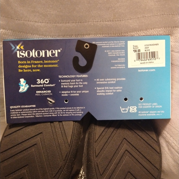 Isotoner Women's Slippers Large 8.5-9 Gray - Picture 4 of 7